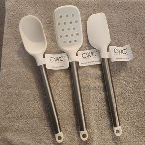 NEW CWC White Silicone Kitchen Utensils Set Spoon, Spatula, Scraper